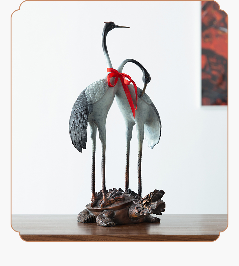 铜韵堂铜仙鹤摆件仿古青铜龟鹤家居客厅大型落地装饰送老人祝寿贺礼