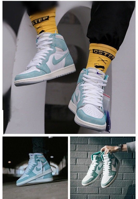 烟灰蒂芙尼绿aj1板鞋变色龙影子灰兔八哥aj1高帮篮球鞋 北卡蓝 毒套装