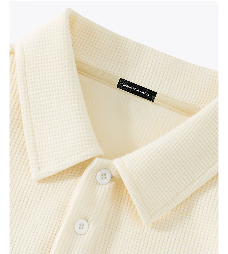 Mark Fairwhale Men's Polo Shirt Short Sleeve Summer Youth Heavyweight Loose Breathable Waffle Knit Collar T-Shirt Light Gray L 17