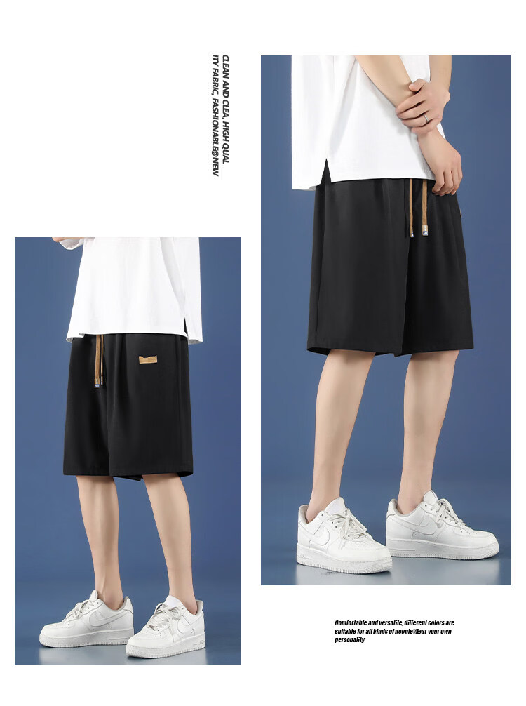 PLAYBOY Men's Ice Silk Shorts Summer Thin Breathable Loose Big Size Sports Basketball Quick-Dry Casual Five-Point Pants 11