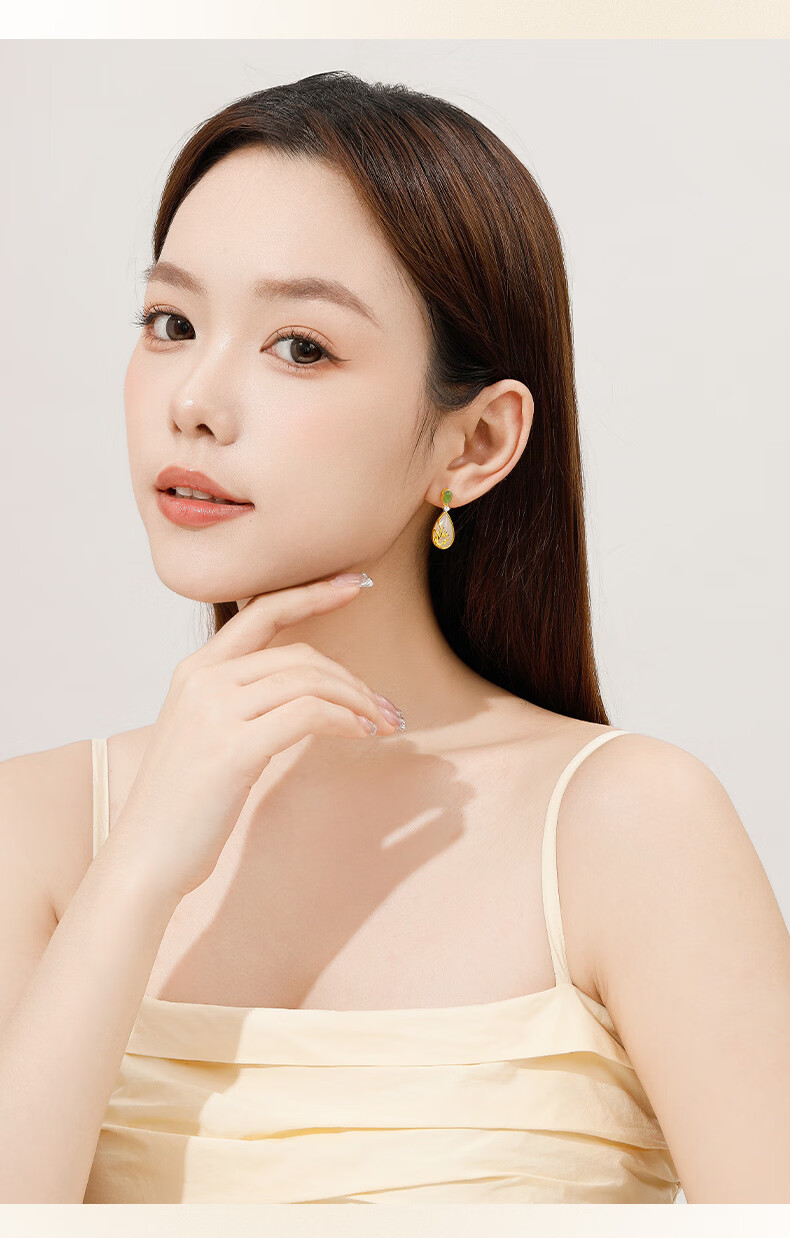 Ya Yi Hetian Jade Silver Orchid Earrings for Women Orchid Ear Jewelry Birthday Anniversary Gift for Girlfriend Wife 9