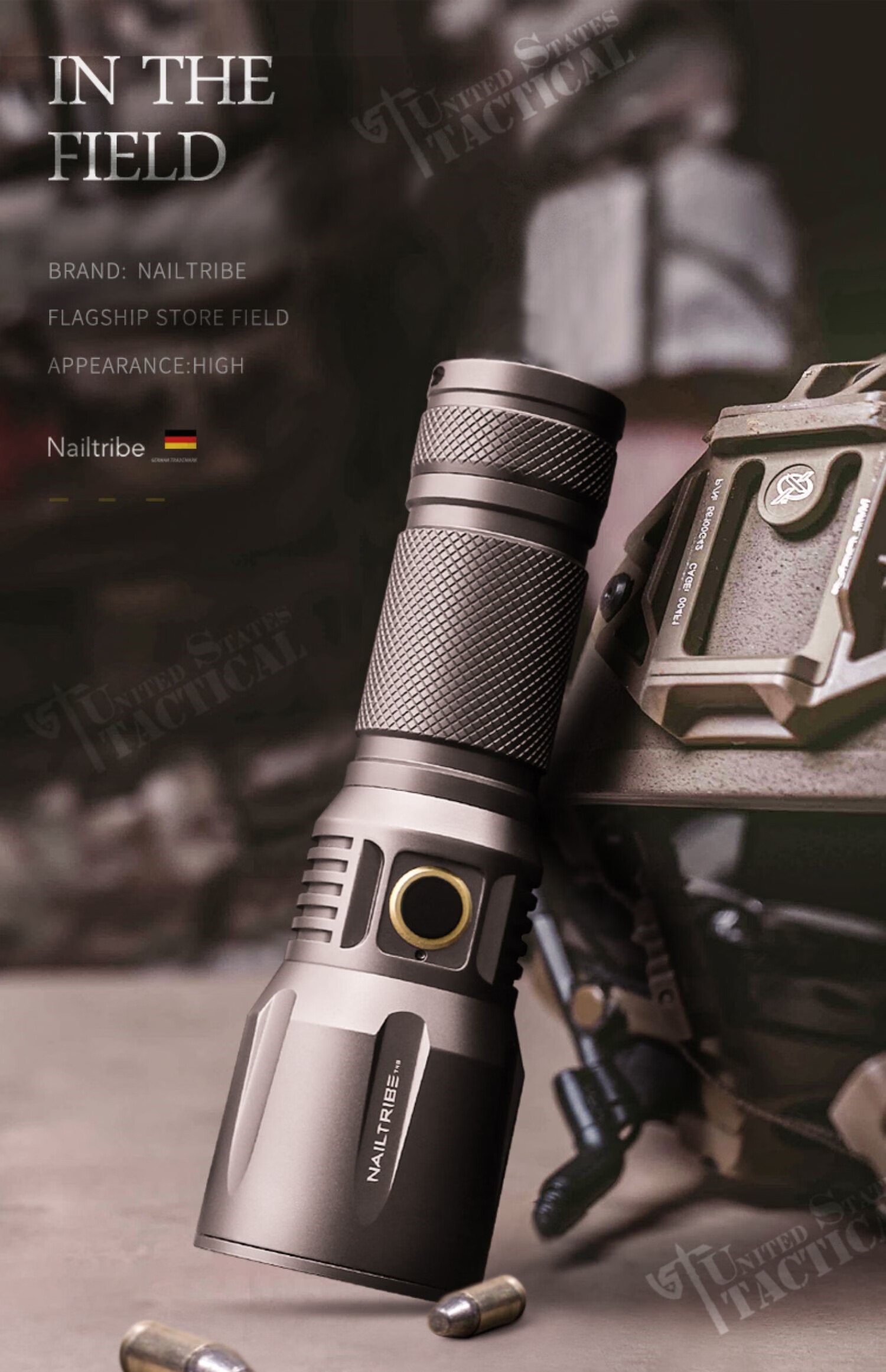 强光手电50000流明德国手电筒战术超亮强光氙气灯可充电高亮锂电池