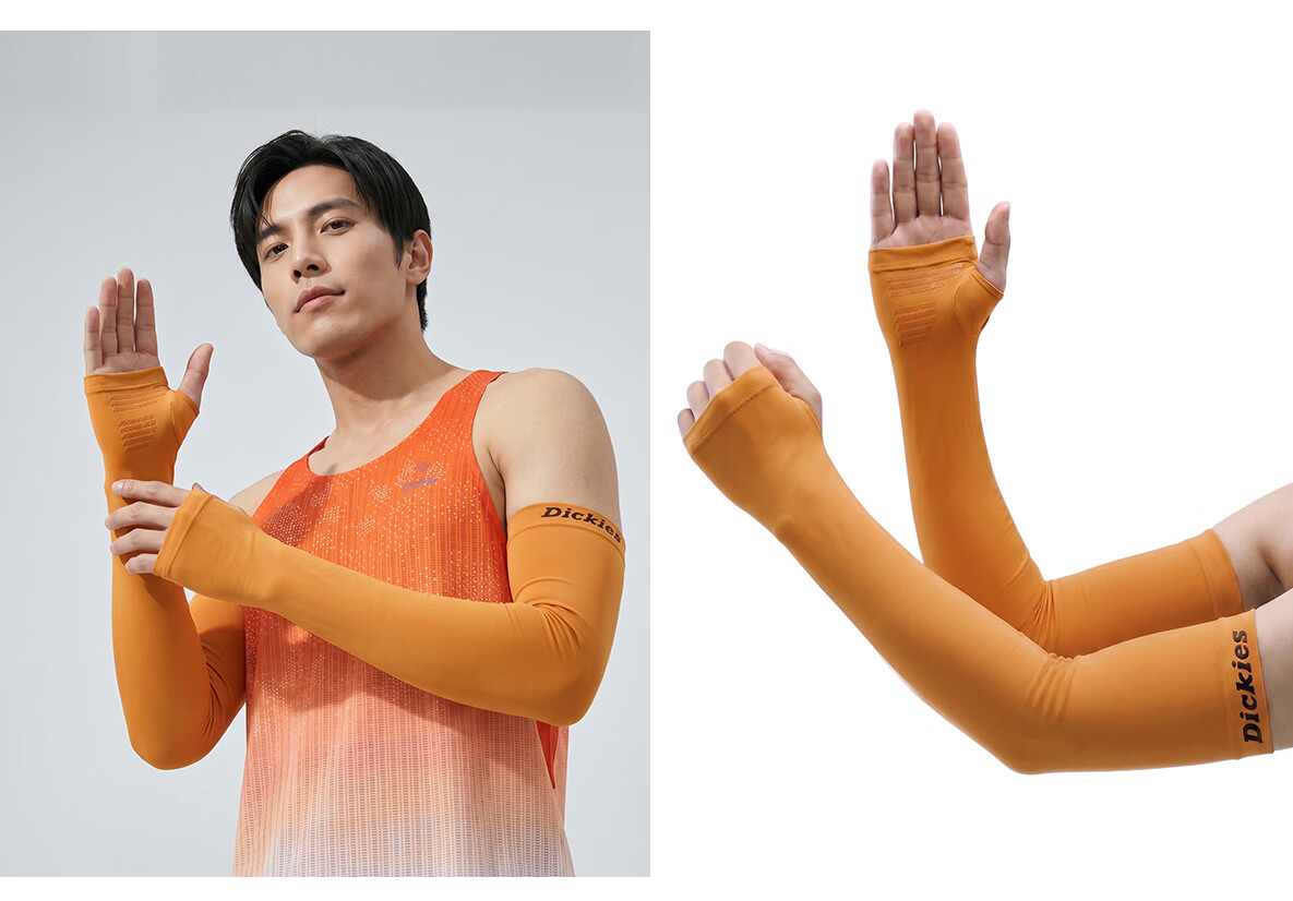 Dickies Sun Protection Ice Sleeves Unisex Lightweight Outdoor Arm Sleeves Cycling UV Protection Ice Silk Sleeve Orange 20