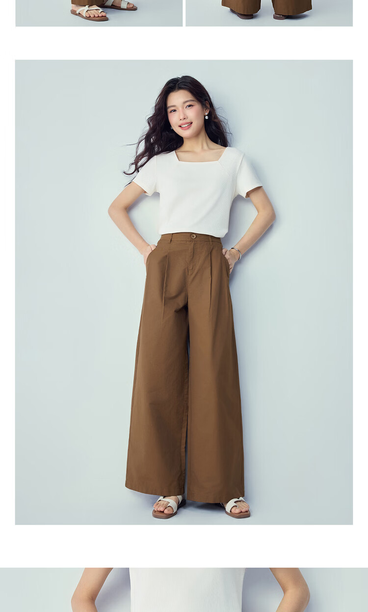 Giordano Women's Pants 2026 Summer Black Technology Cooling Pleated High-Waist Casual Wide-Leg Trousers 05416310 18