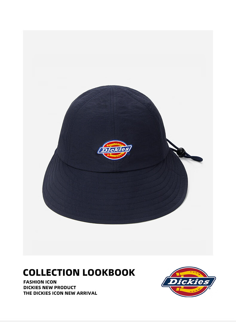 Dickies New Solid Color Double Brim Sunshade Fisherman Hat Unisex Couple Large Brim Breathable Sun Protection Hiking Cap Blue 12