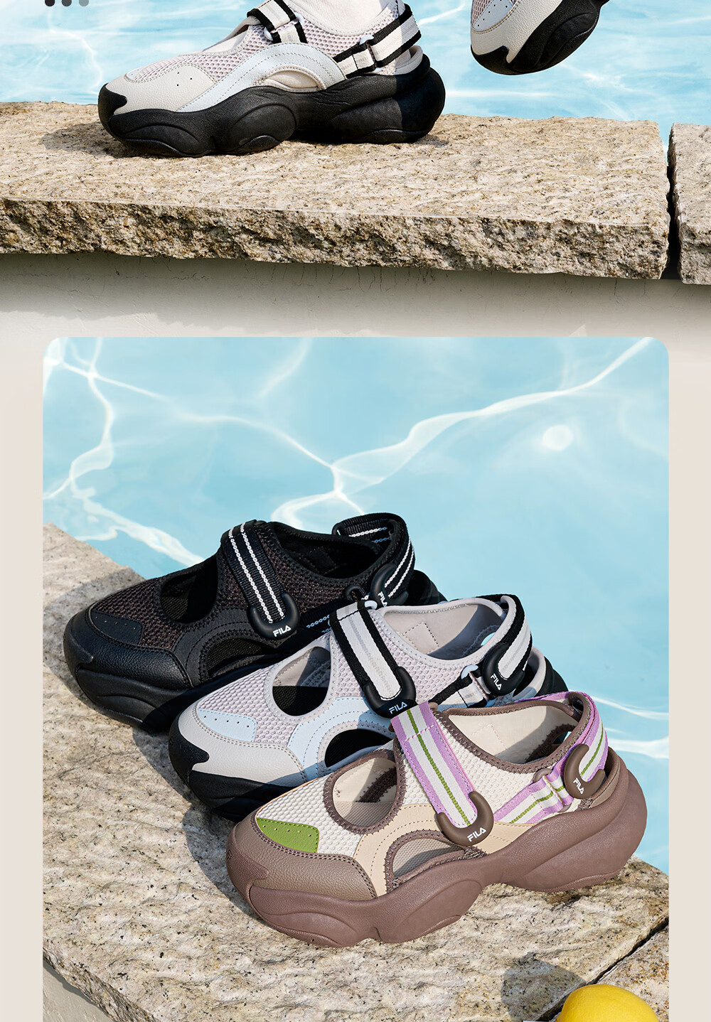 FILA Bagel Sandals Women's Sports Sandals 2026 Summer New Breathable Thick-Soled Beach Sports Shoes 12