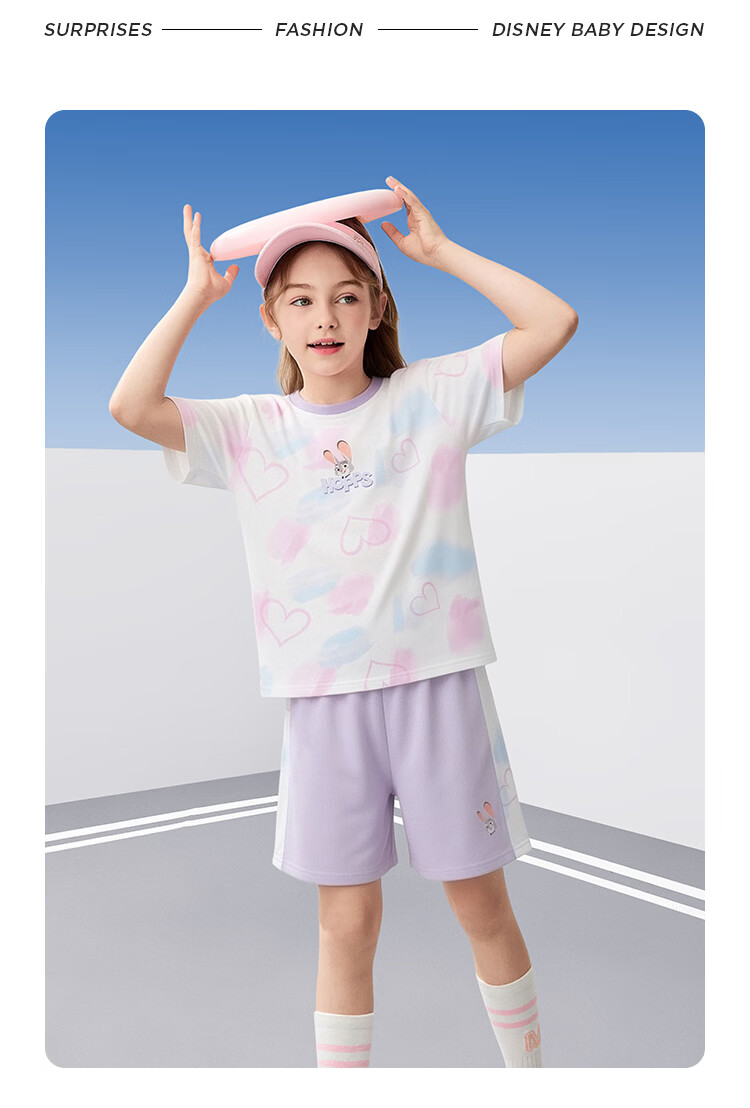 Disney Kids Boys and Girls Sports Set Children's Short Sleeve Two-Piece Summer Casual Outfit Dreamy Blue-Purple Tie-Dye Size 140 37