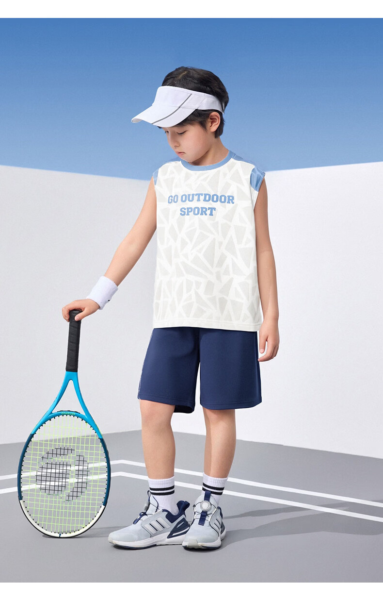 Zuoxi Boys' Summer Outfit Set, 2026 New Style Children's Short-Sleeve Set, Quick-Dry Sports Two-Piece Suit for Summer, Blue, Size 160 45