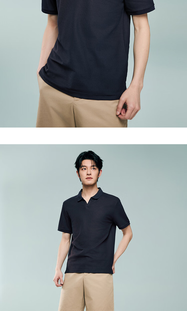Giordano 2026 Summer Black Technology Cooling Sun Protection Seagull Collar V-Neck Short Sleeve Polo Shirt Men 13016220 16