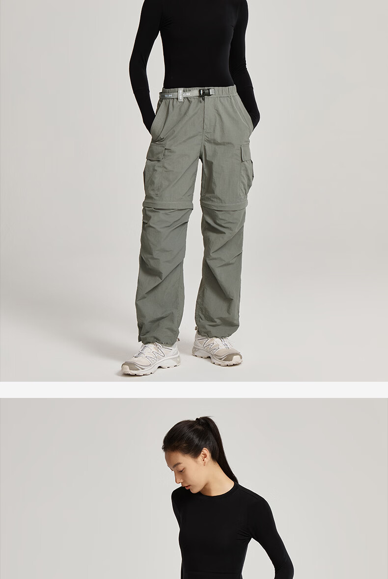 BEIN SPACE Summer New Women's Hiking Durable Water-Repellent Detachable Outdoor Long Pants Mountaineering Pants A080 Moon Shadow Gray L 22