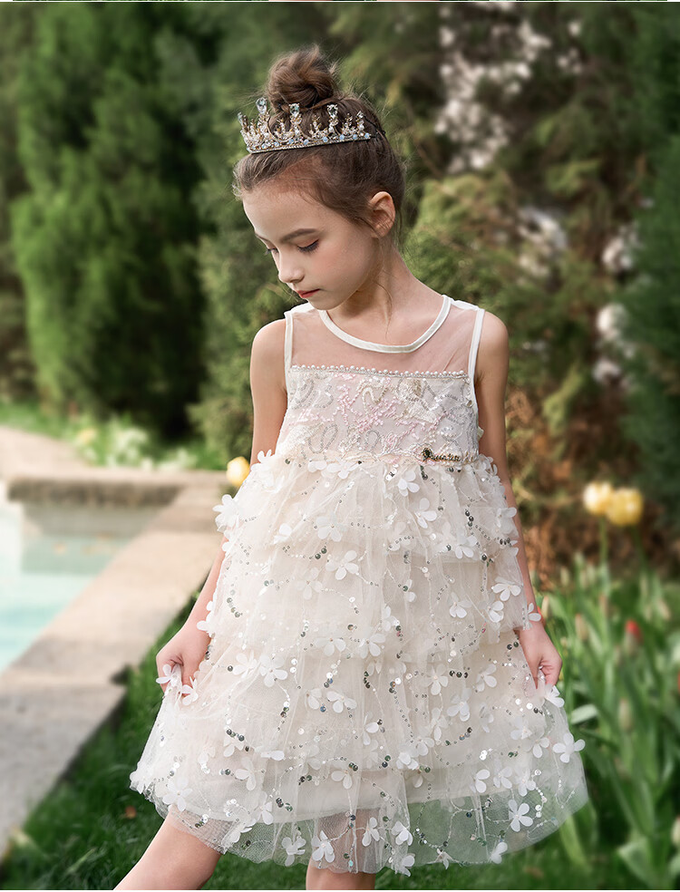 Disney Elsa Princess Dress Girls Summer 2026 New Stylish Children's Clothing Kids Dress 11