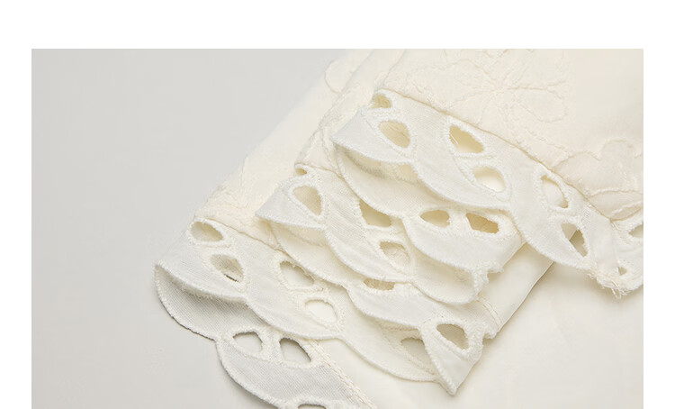 INMAN Embossed Embroidery V-Neck Short Sleeve Lace Blouse 26 Spring New Hollow Out Lace Top Beige L 6