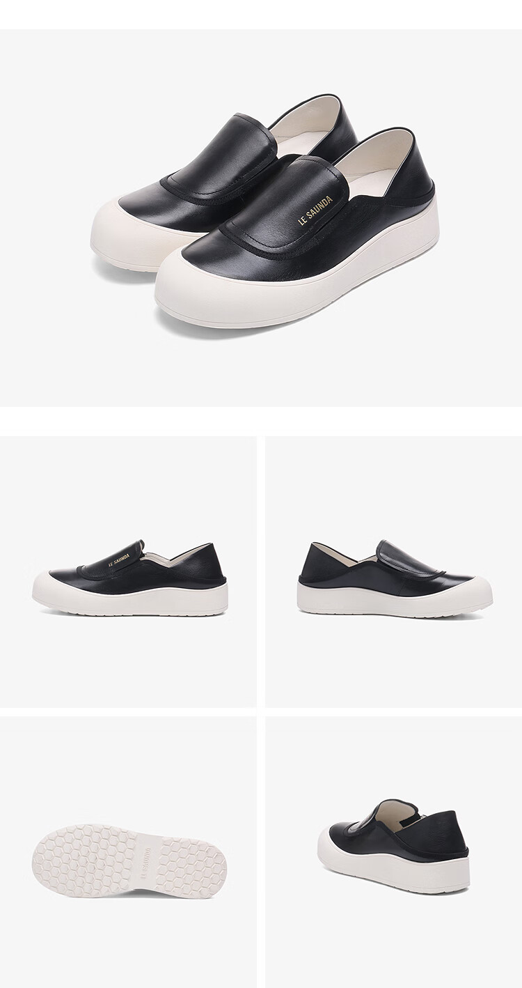 Le saunda Active Series 2026 Spring New Slip-On Casual Genuine Leather White Sneakers Women 7M38102 Cream White OWL34 14