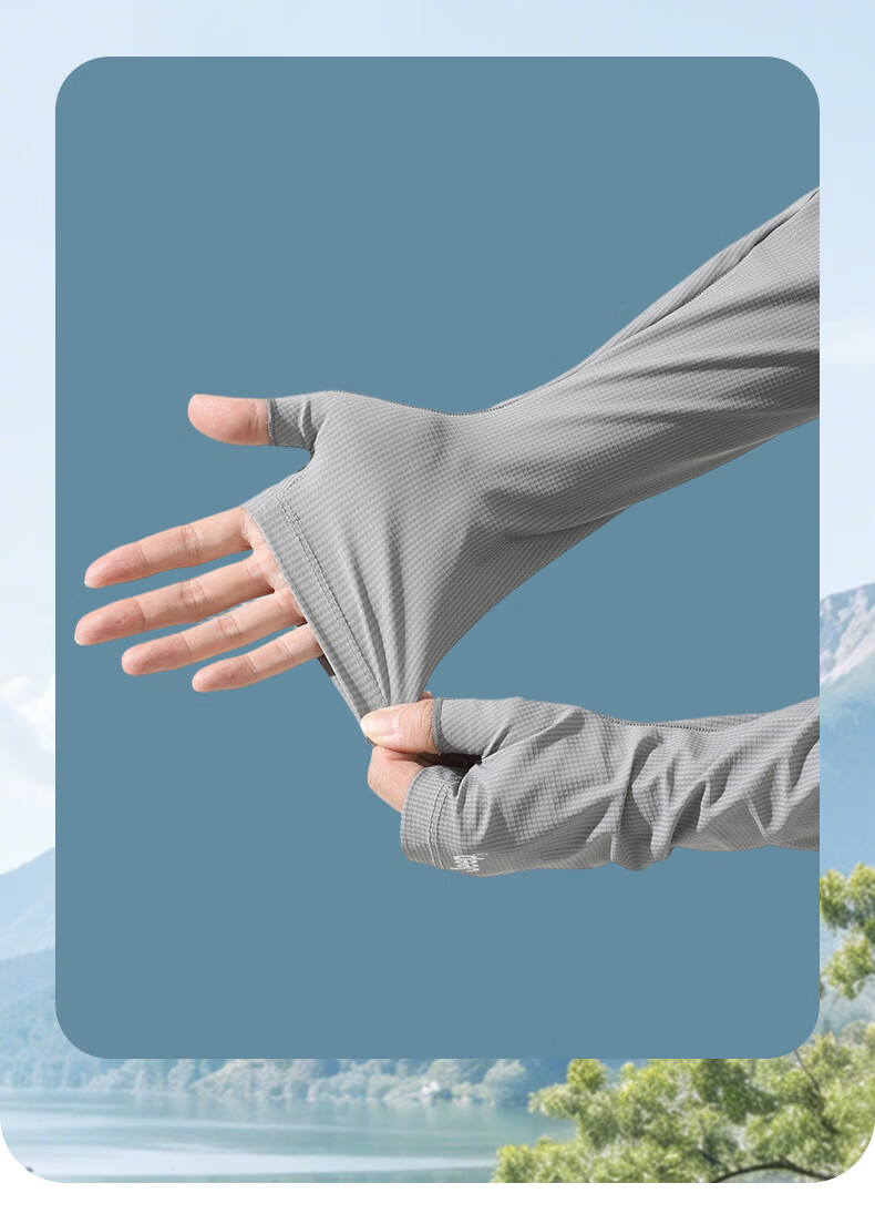 JEEP Men's Summer Thin Breathable Sun Protection Arm Sleeves Outdoor Cycling Driving Sunblock Arm Covers Light Gray 9