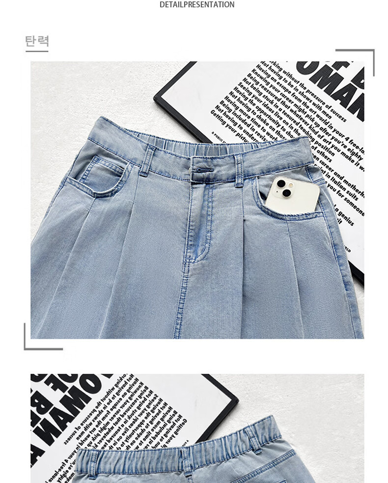 Langsha Tencel Soft Denim Wide-Leg Pants for Women 2026 Summer New Loose High-Waist Slim Straight Ice Silk Casual Long Pants 8