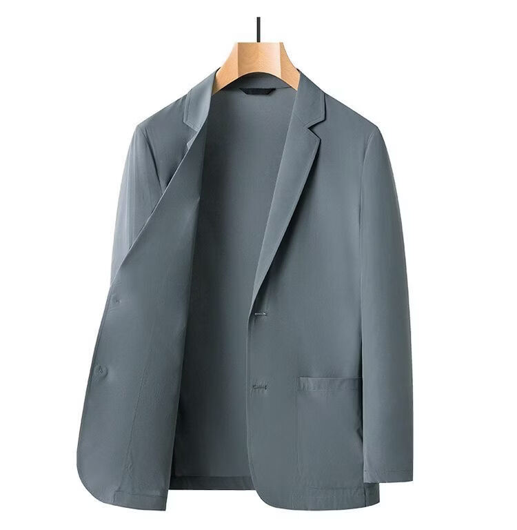 ROMON Summer Ice Silk New Middle-aged Casual Blazer Seamless Business Men's Sun Protection Jacket Gray Green XL 17