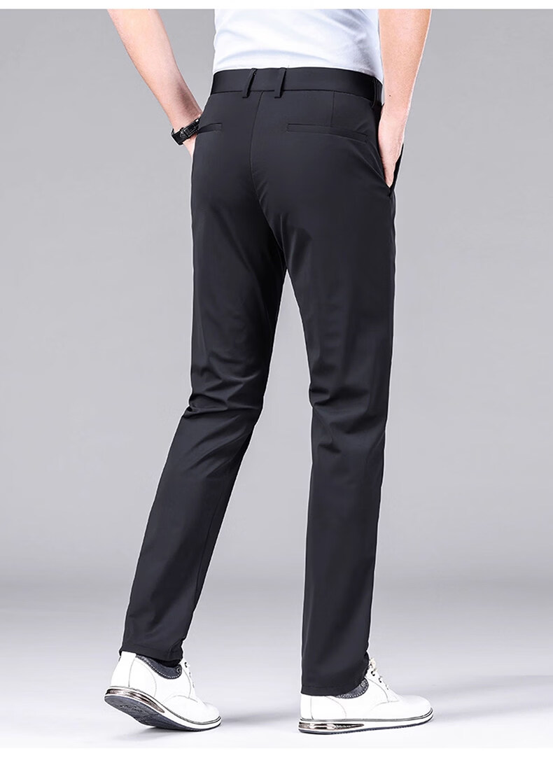 Romon Three-Proof Fabric Ice Silk Men's Casual Pants Summer Thin Straight Loose Trousers Dark Gray Thin 34 13