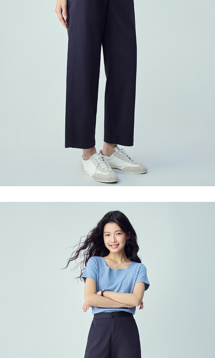 Giordano 2026 Summer High-Tech Cooling Sunscreen Semi-Elastic Waist Straight-Leg Cropped Casual Pants for Women 05426308 17