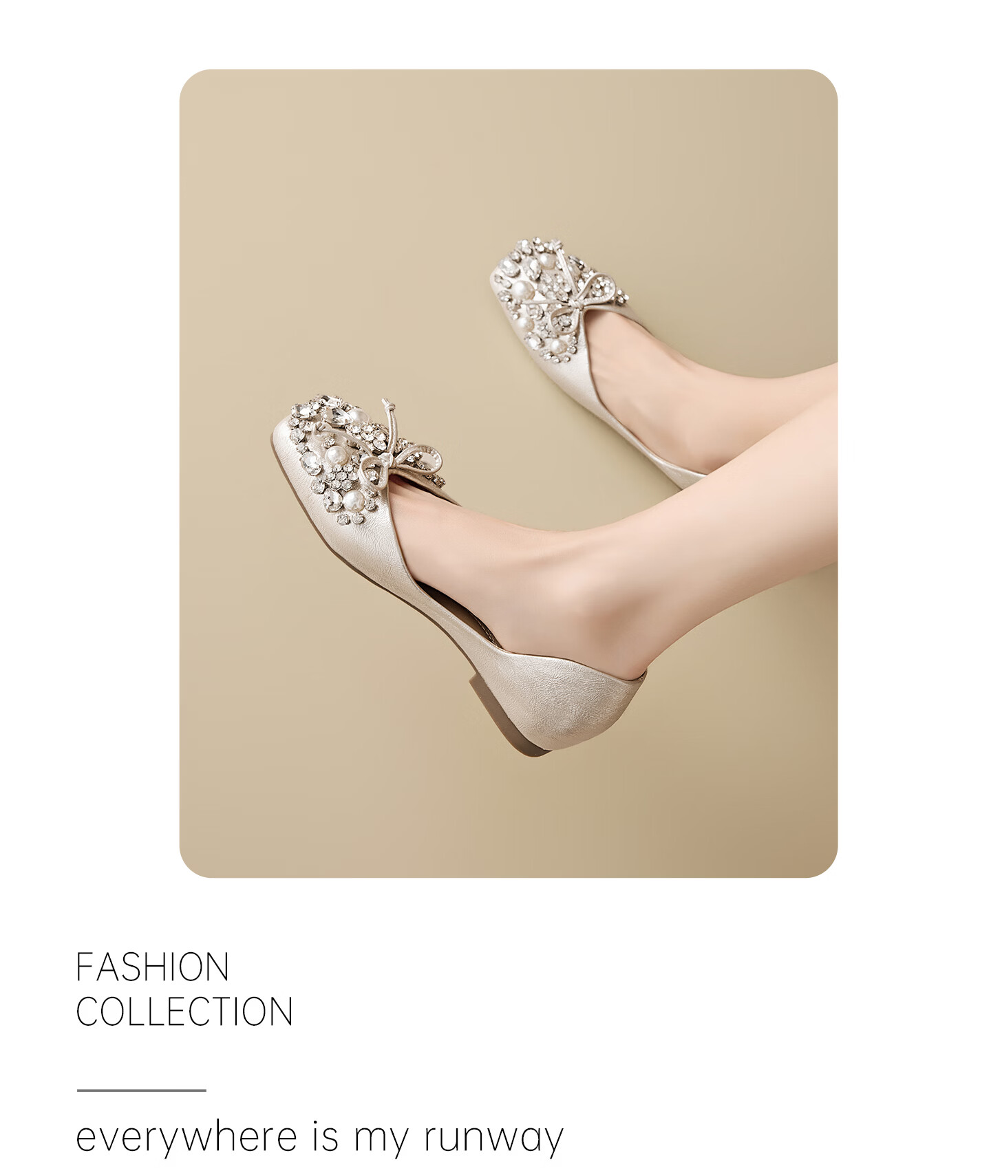 Josiny French Mary Jane Women's Shoes 2026 New Summer Gentle Low-Cut Single Shoes Rhinestone Soft Sole Leather Shoes Champagne Gold Size 37 12
