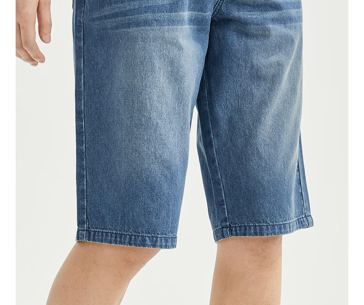 Giordano Men's 2026 Summer New Pure Cotton Lightweight Cat Whisker Mid-Rise Straight Denim Shorts 13106211 18