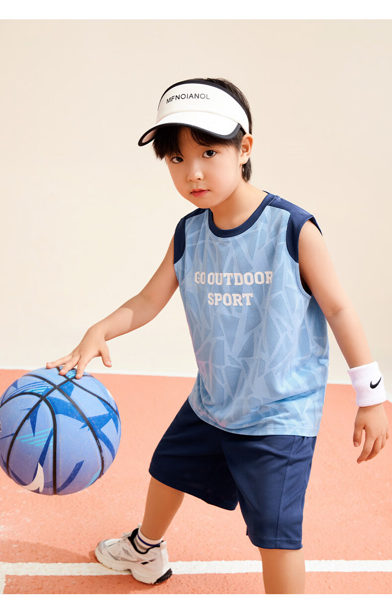 Zuoxi Boys' Summer Outfit Set, 2026 New Style Children's Short-Sleeve Set, Quick-Dry Sports Two-Piece Suit for Summer, Blue, Size 160 36