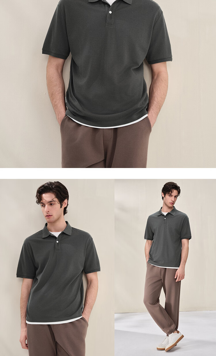 Giordano G+ 2026 Summer New Lyocell Mulberry Silk Loose Split Short Sleeve Polo Shirt Men 01016465 20