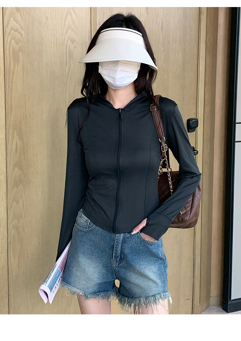 Langsha Women's Ice Silk Sunscreen Jacket Summer Thin Outdoor UV Protection Slim Fit Short Cardigan Coat 23