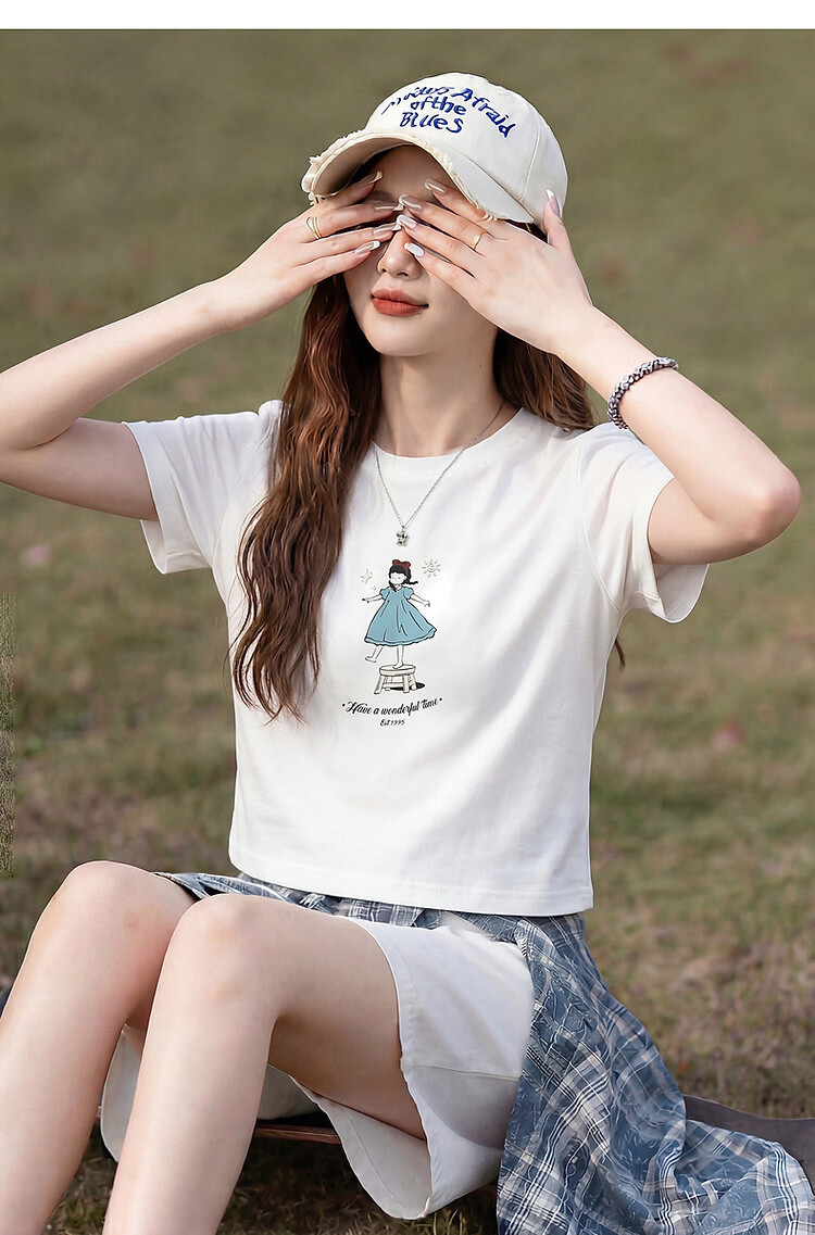 TonLion 2026 Summer Women's Patterned Short Sleeve T-Shirt Casual Versatile Fashion High-End Comfortable Breathable Tee 6