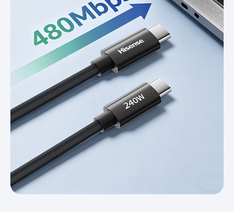 Hisense Type-C Data Cable 100W Super Fast Charging 6A Compatible with Apple iPhone Huawei Honor Xiaomi Android Phones Tablets Car Charger Moonlight White 1.2m 14