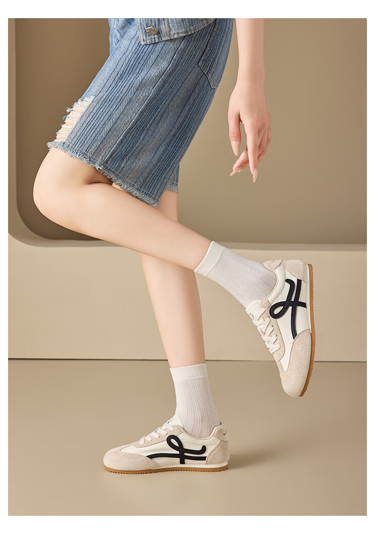 La Chapelle Women's Derby Shoes New Summer Soft Sole Casual Sports Popular Sneakers 0869 Beige Gray Black Size 37 12