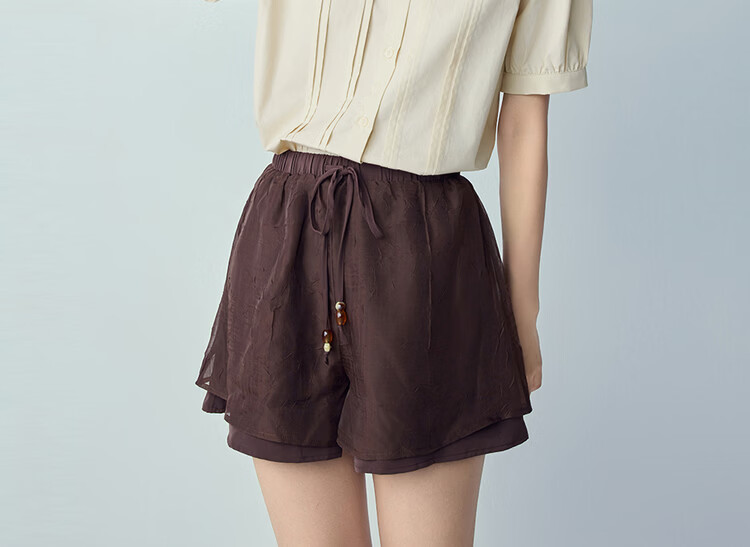 Giordano 2026 Summer New Pure Cotton Loose Pleated Doll Collar Puff Sleeve Shirt for Women 13346215 15