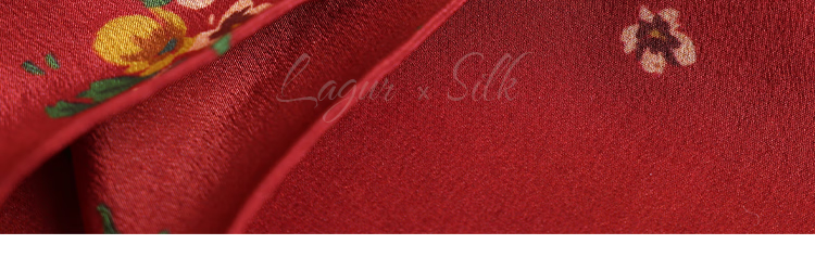 Lagur Nostalgic "Oriental Aesthetic" Vintage Red Mulberry Silk Scarf Square Hong Kong Style Women's Gift for Mom Camellia Red 11