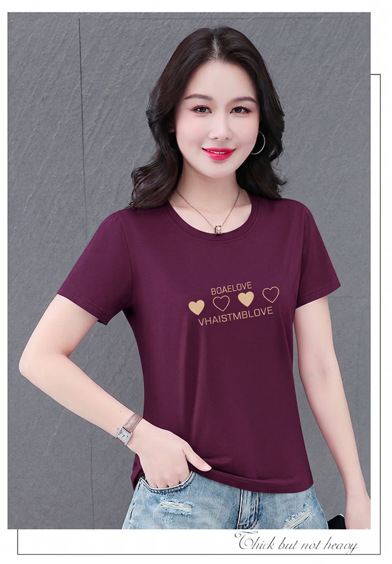 AEMAPE Good Cotton Short Sleeve T-Shirt Women Summer 2026 New Middle-aged Mom Mother's Day Casual Stylish Loose Fit Top 15