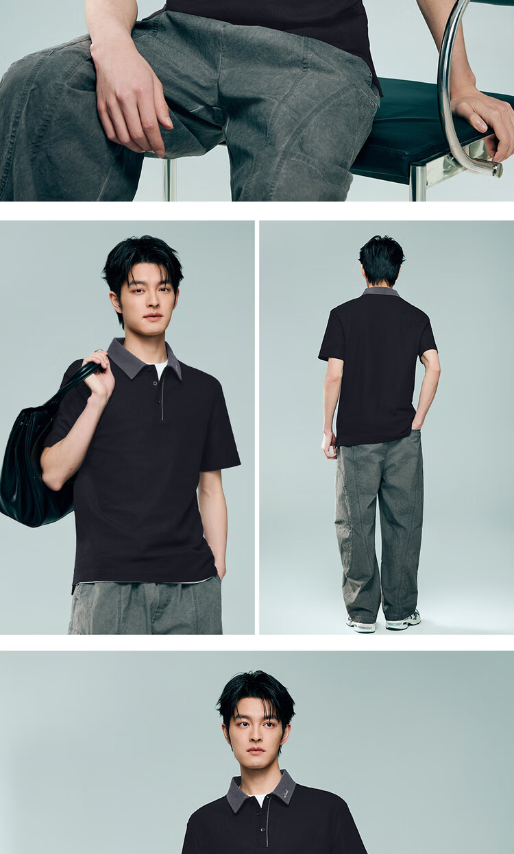 Giordano 2026 Summer High-Tech Cooling Sun Protection Embroidered Color-Block Collar Short Sleeve Polo Shirt Men 13016216 17