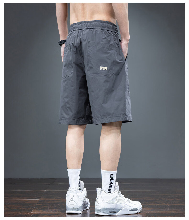 ROMON Men's Ice Silk Shorts Summer Thin Loose Quick-Dry Sports Workwear Five-Point Pants Gray 4XL 21