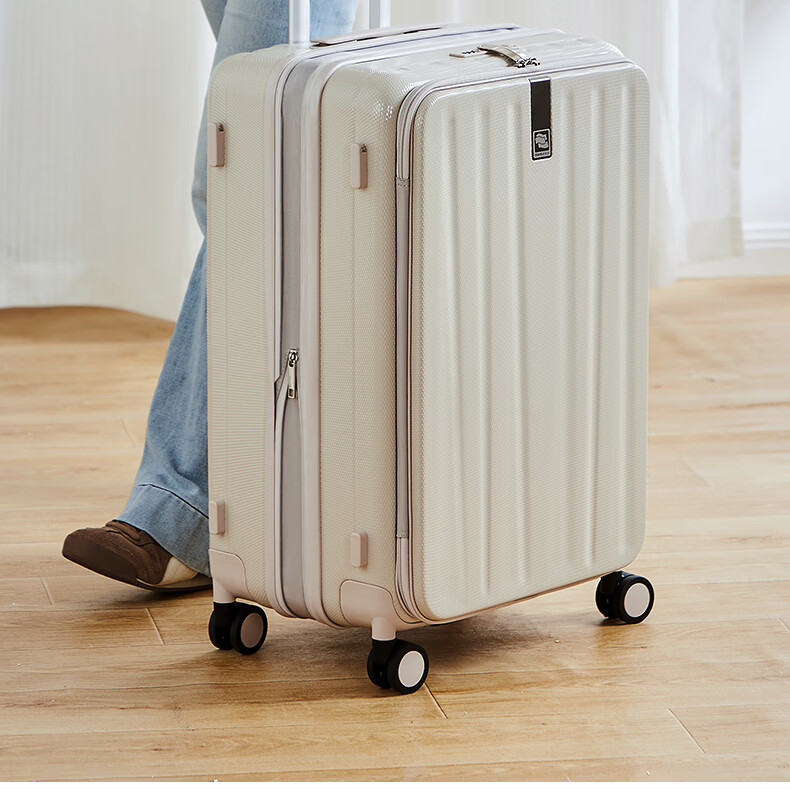 Hanke Expandable Luggage Women Trolley Large Capacity Men Carry-On Suitcase 20 Inch Ivory White Side Opening 29