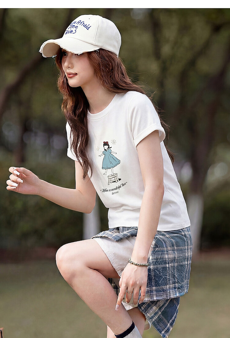 TonLion 2026 Summer Women's Patterned Short Sleeve T-Shirt Casual Versatile Fashion High-End Comfortable Breathable Tee 10