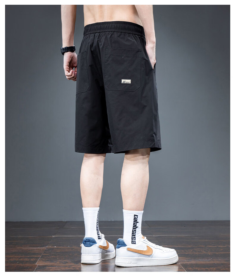 ROMON Men's Ice Silk Shorts Summer Thin Loose Quick-Dry Sports Workwear Five-Point Pants Gray 4XL 18