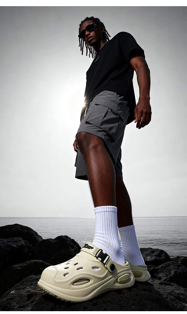 XTEP Men's New Dual-Purpose Outdoor Beach Sandals Casual Sports Shoes for Couples White Black Size 42-43 Model 043 10