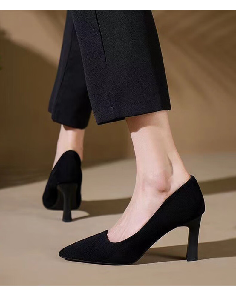 FOOTOPPO Nude Pointed Toe Stiletto Patent Leather High Heels Women's New Comfortable Professional Shoes 27