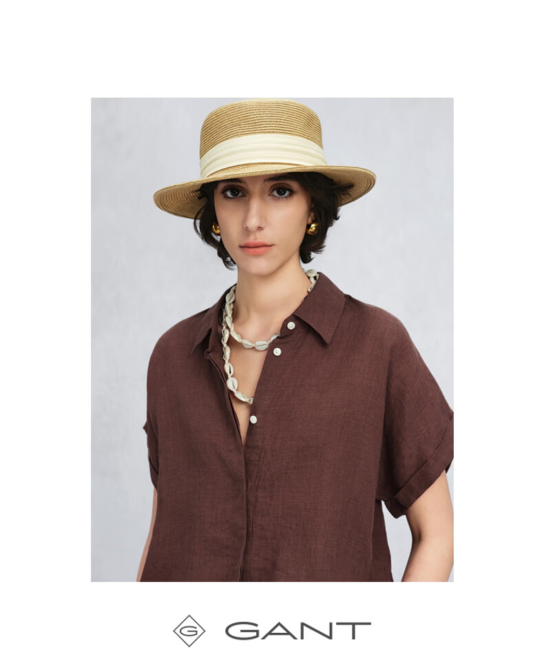 GANT Yuanye Shirt Spring Summer Women's Loose Short Sleeve Linen Shirt Vintage Style Coffee Color M 4