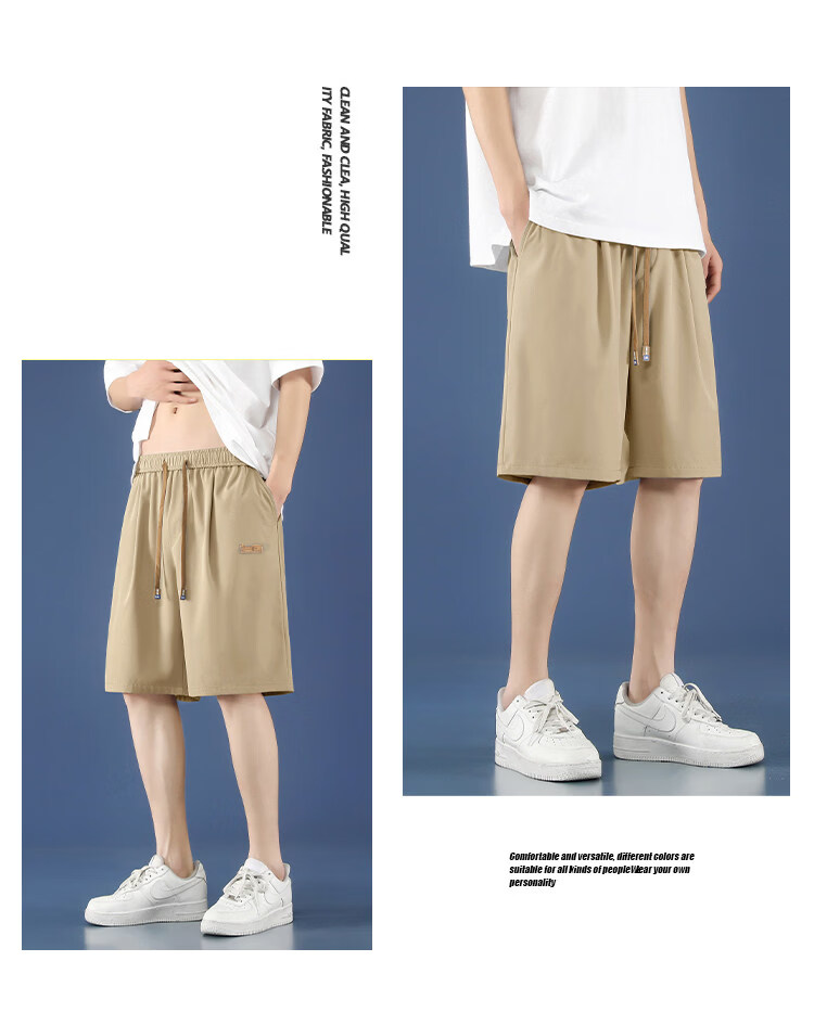 PLAYBOY Men's Ice Silk Shorts Summer Thin Breathable Loose Big Size Sports Basketball Quick-Dry Casual Five-Point Pants 17