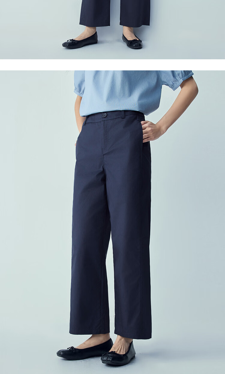 Giordano Women's Pants 2026 Summer New Pure Cotton Commuting High-Waist Straight-Leg Cropped Casual Pants 05426325 13
