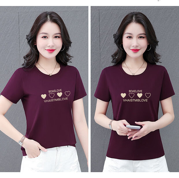 AEMAPE Good Cotton Short Sleeve T-Shirt Women Summer 2026 New Middle-aged Mom Mother's Day Casual Stylish Loose Fit Top 17