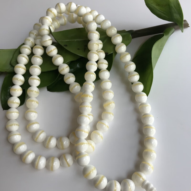 巴翼鸟 海南精品金丝贝壳手串男女款108颗 一线天佛珠手链项链 12毫米