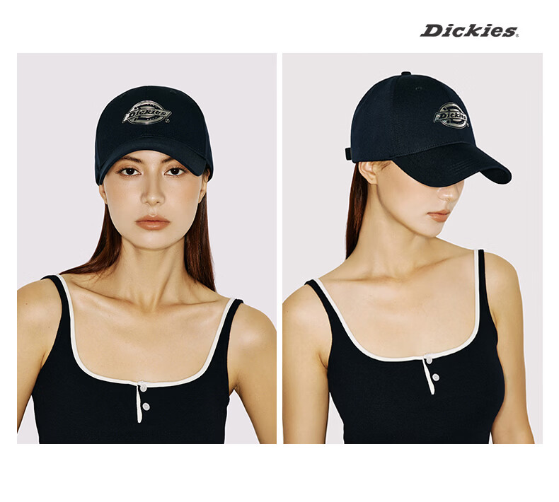 Dickies American Style Hard Top Baseball Cap Unisex Large Head Size Slim Face Deep Brim Four Seasons Sun Protection Duckbill Hat Navy Blue 6