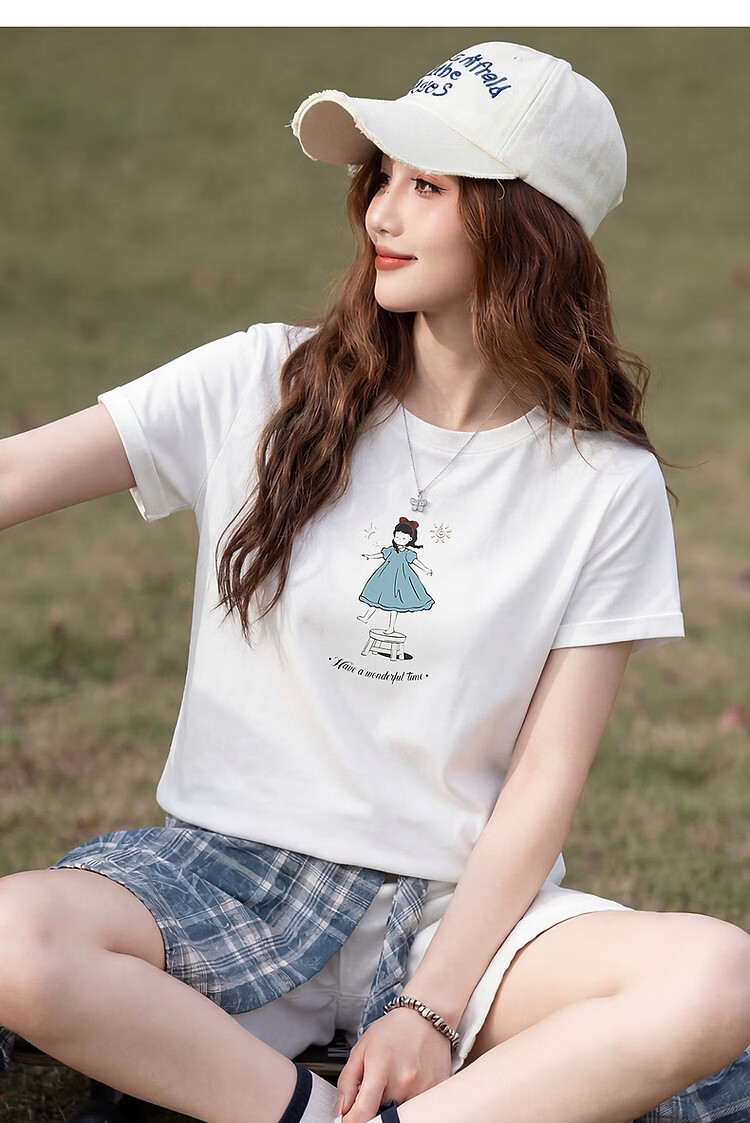 TonLion 2026 Summer Women's Patterned Short Sleeve T-Shirt Casual Versatile Fashion High-End Comfortable Breathable Tee 9