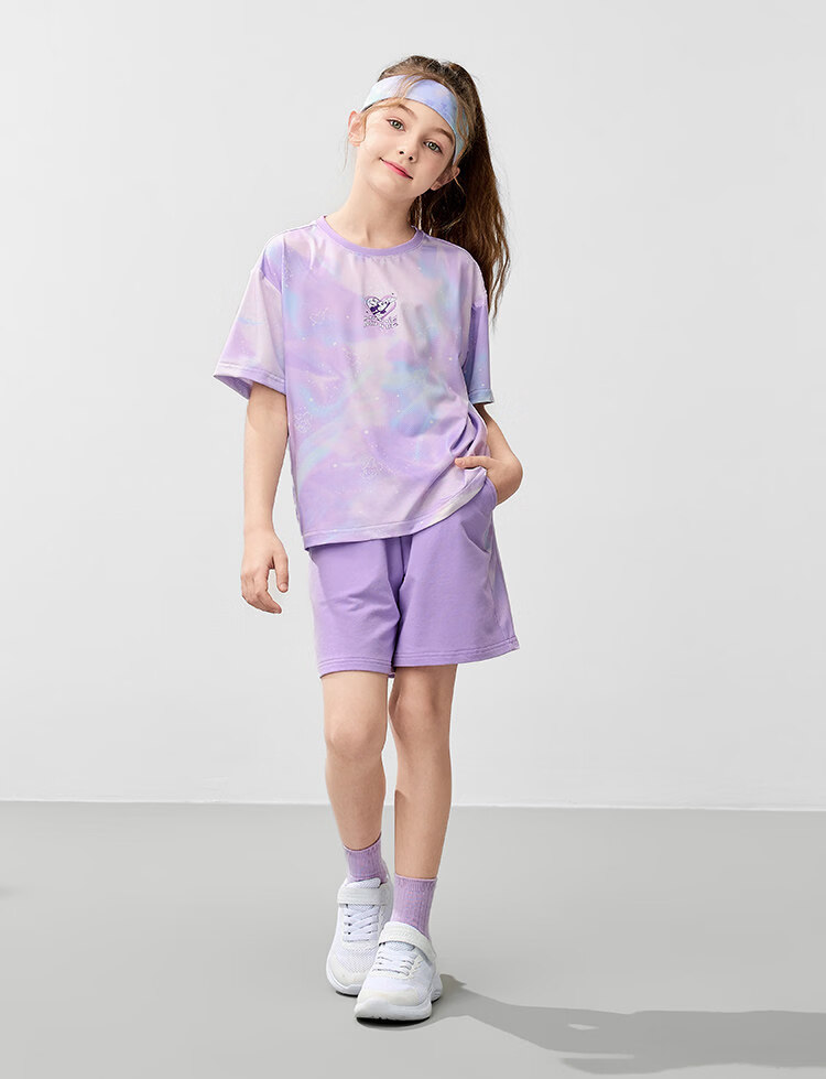 Disney Kids Boys and Girls Sports Set Children's Short Sleeve Two-Piece Summer Casual Outfit Dreamy Blue-Purple Tie-Dye Size 140 23