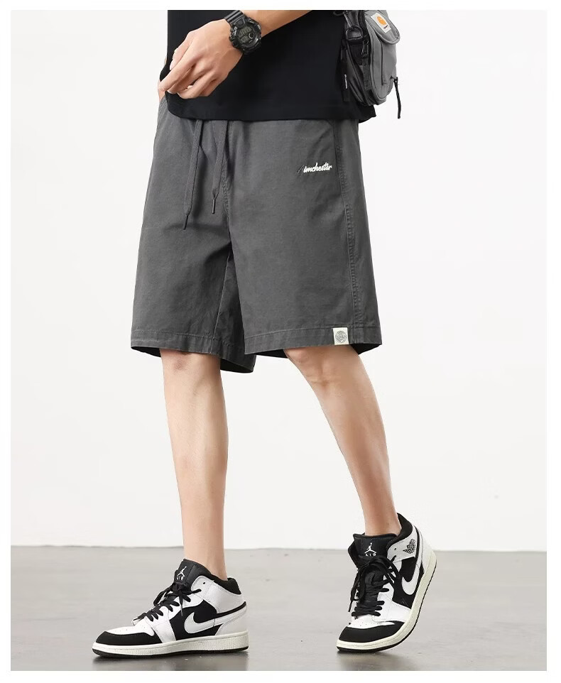 ROMON Men's Cotton Work Shorts Summer 2026 New Loose Straight Casual Mid-Length American Style Thin Five-Point Pants 21