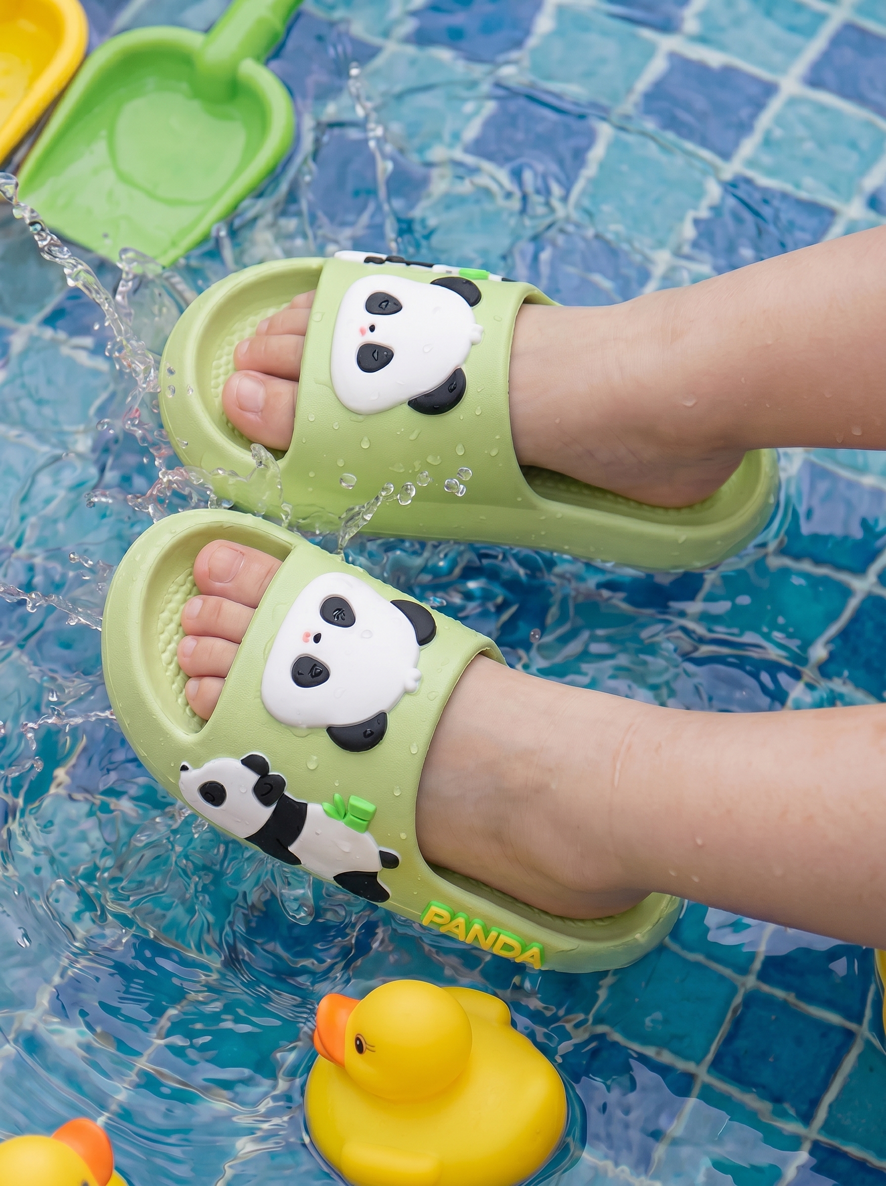 TUDOUWU Kids Slippers for Children, Indoor and Outdoor Non-Slip Soft Sole Sandals, Panda Design Size 210 8